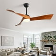 thumbnail image 1 of Sofucor 52"/60"/48" Noiseless Walnut Wood Ceiling Fan with Remote Control, Integrated Light Optional 52" Propeller Ceiling Fan with Light 52 Inches 52, 1 of 5