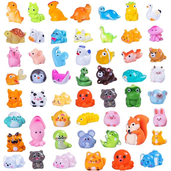 52 count Mini   52 Styles Variety   Figures Miniature Little Small  Figurines Bulk for Dollhouse Accessories  Fairy Garden Landscape  Crafts Decor Aquarium