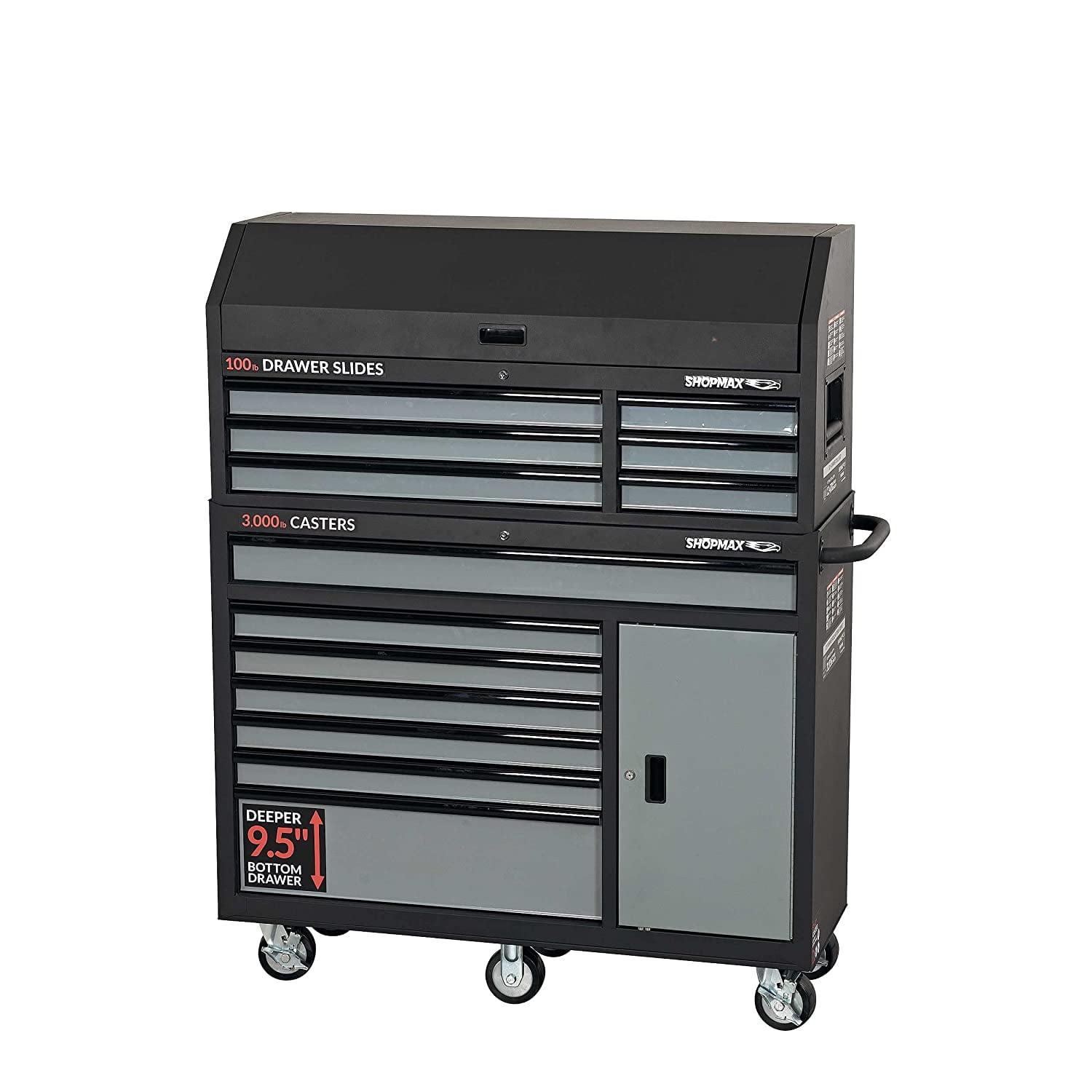 SHOPMAX, 3100 lb, 18.11" 13-Drawer Tool Chest and Cabinet Black