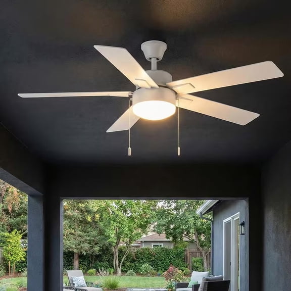 52 in. Corwin Indoor/Outdoor Matte White LED Ceiling Fan with Light Kit
