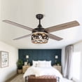 thumbnail image 1 of 52-in Farmhouse 4-blade 3-Light Brown Wood Grain Ceiling Fan with Remote and Light Kit - 52 Inches, 1 of 5