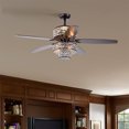 thumbnail image 1 of 52-in Farmhouse Ceiling Fan with Dual Crystal Shade, 5-Blade Reversible Ceiling Fan with Light Kit and Remote 3 Speed (High, Mid, Low), No Include Bulb,suitable for Living Room Bedroom, 1 of 7