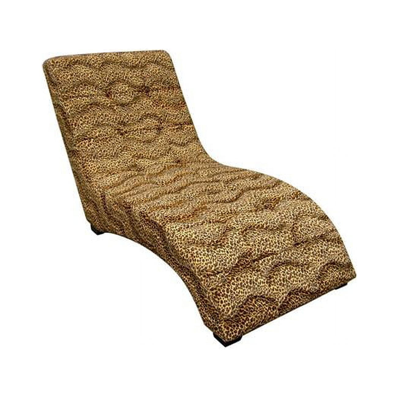 52 in. Leopard Print Faux Suede Curved Chaise Lounge Accent Chair