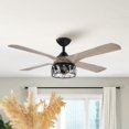 thumbnail image 1 of 52-inch Matte Black Modern Crystal LED Chandelier Ceiling Fan with Downrod and Remote, 1 of 5