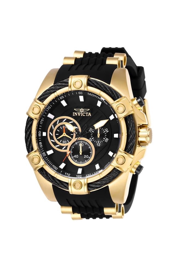 52 in. Mens Bolt Quartz Chronograph Black Dial Watch