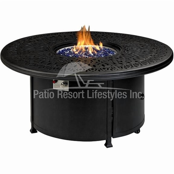 52 in. Monarch Round Aluminum Fire Table with Built-In Burner Accessory