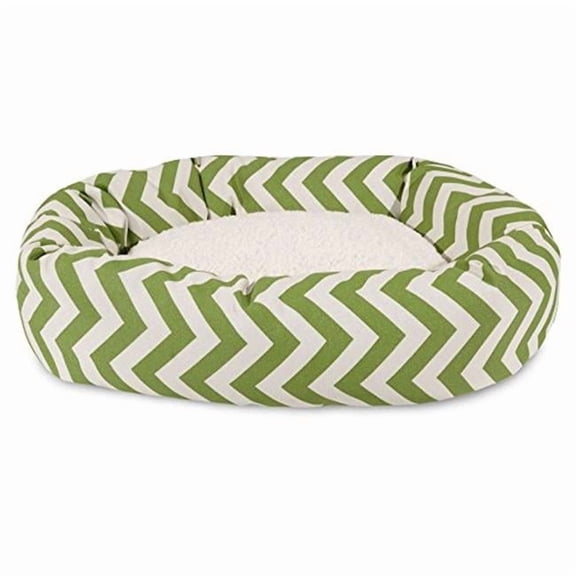 52 in. Zig Zag Sherpa Donut Pet Bed - Sage