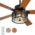 thumbnail image 1 of 52 inch Ceiling Fan with Caged Light and Remote, Dual Finish Blades, 1 of 8