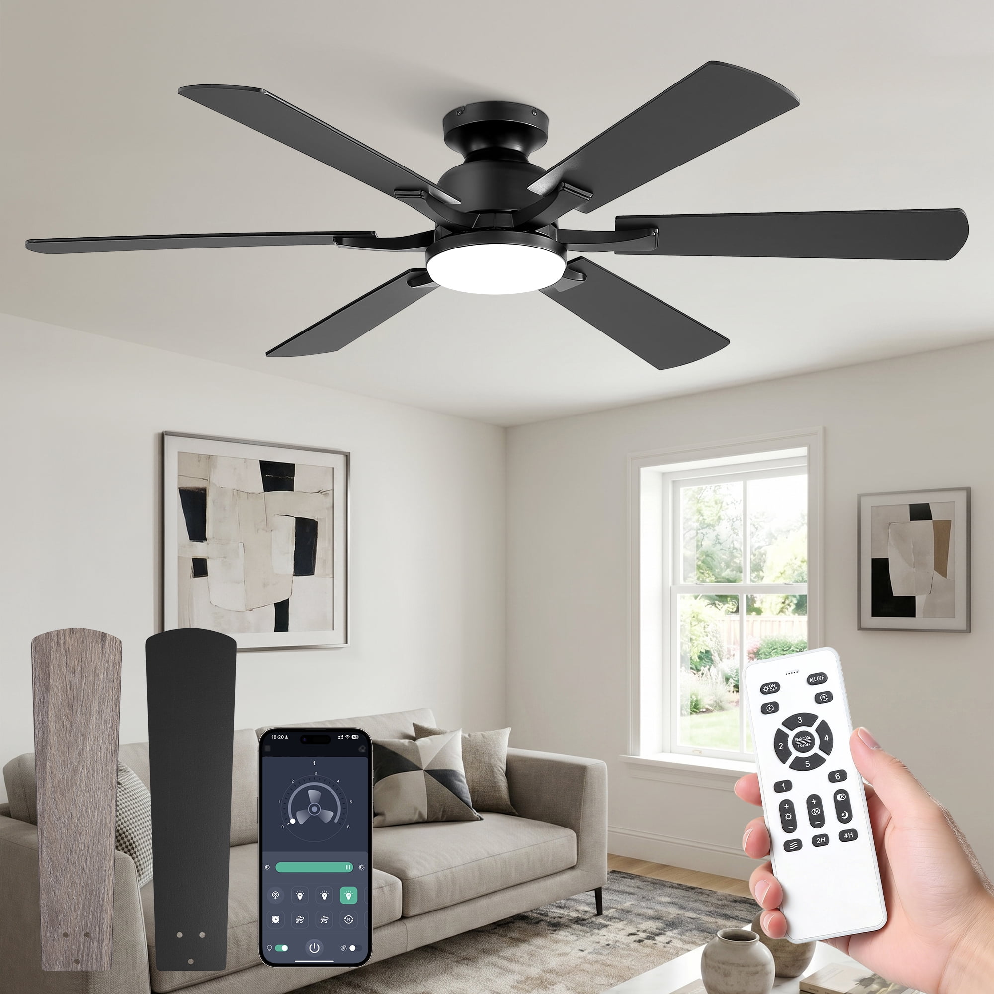 Harbor Breeze Cartersville 60-in Black LED Indoor/Outdoor Ceiling
