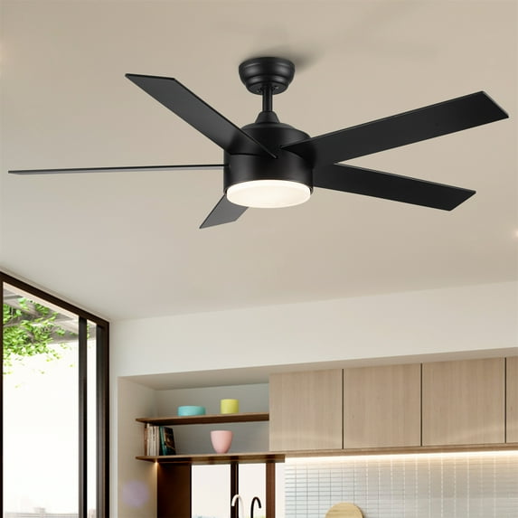 52 inch Ceiling Fans with Lights, Farmhouse Ceiling Fan with LED Dimmable and Remote Control, Reversible Ceiling Fan with 6 Speed Wind for Dining Room