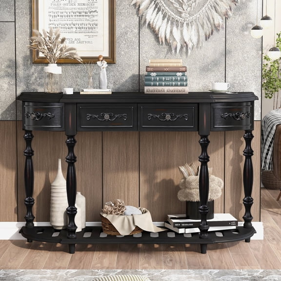 52 - inch Console Table with Simple Shape | Store Debris Basket and Pot Culture | Easy to Access Items