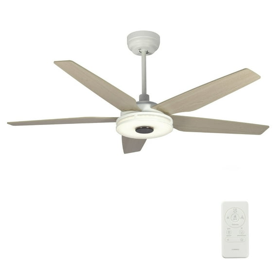 52-inch Indoor Smart White Ceiling Fan with Dimmable LED Light Kit & Remote