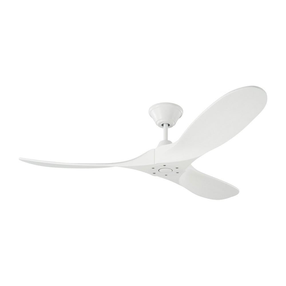 Matte White 52" Solid Wood 3-Blade Ceiling Fan with Remote