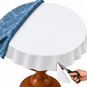 52 inch Round Embossed Vinyl Cut to Size Dining Table Pad Protector with Flannel Backing