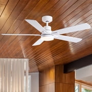 52 inch White Modern Ceiling Fan with Remote Control, 6 Speeds 3CCT Reversible Quiet DC Motor for bedroom,Dining Room,Balcony.