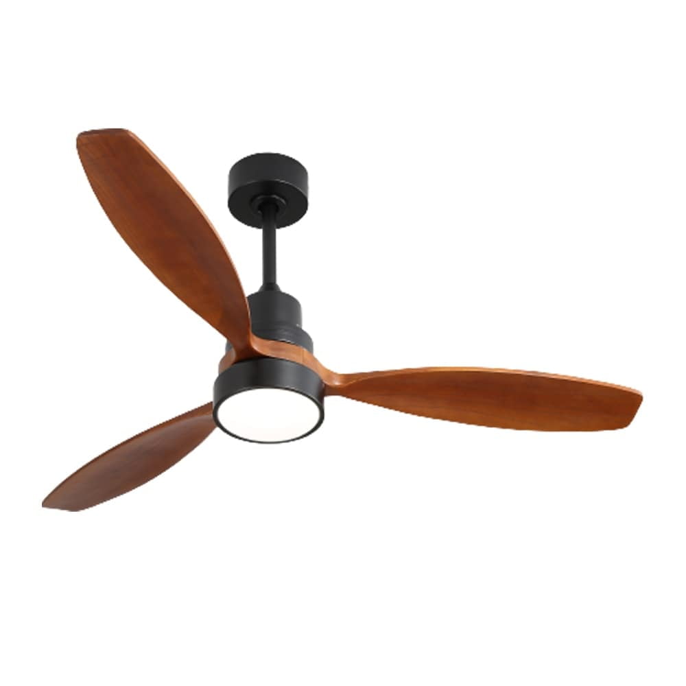52 Inch Black and Walnut Wood Ceiling Fan with LED Light and Remote