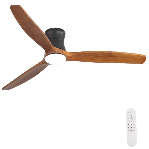 52-inch ceiling fan with light, DC reversible motor, Quiet operation, 3 solid wood blades, Timer function (1/4/8 hours)