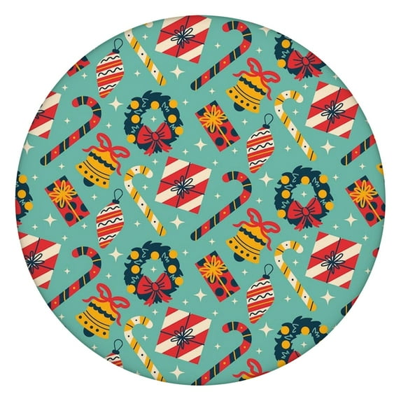 52-inch round Christmas tablecover. The elastic edge guarantees a proper fit on your table, ensuring elegant presentation during your holiday gatherings.