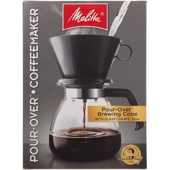 Melitta 52 oz. Pour-Over Coffee Brewer with Glass Carafe, Black