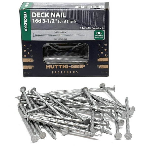 52 pcs Huttig-Grip 3-1/2 in Wood Fence Deck Nails 16d Outdoor Galvanized - 1 lb