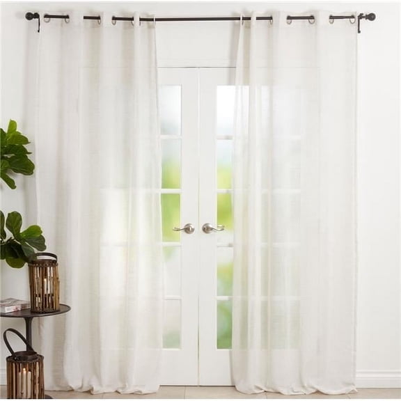 52 x 108 in. Sheer Linen Window Curtains, White
