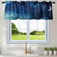 thumbnail image 1 of 52 x 18 Inch Galaxy Kitchen Curtains Valance Space Nebula Small Cafe Window Curtains Universe Blue Starry Star Moon Rod Pocket Bathroom Short Privacy Window Treatment Drapes Curtains, 1 of 5