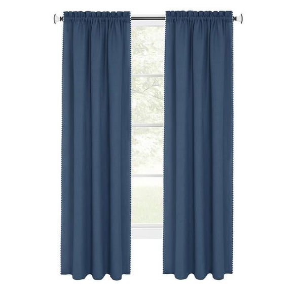 52 x 63 in. Kendal Rod Pocket Window Curtain Panel, Blue & White