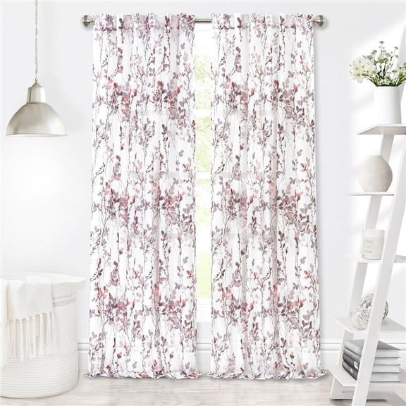 52 x 63 in. Misty Back Tab Window Curtain Panel, Blush