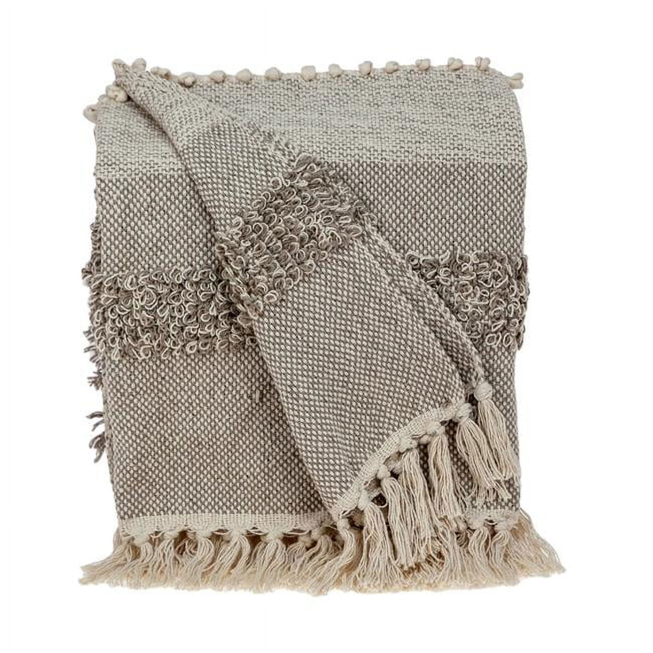 Neil Eclectic Beige 67" x 52" Wool-Blend Handloom Throw