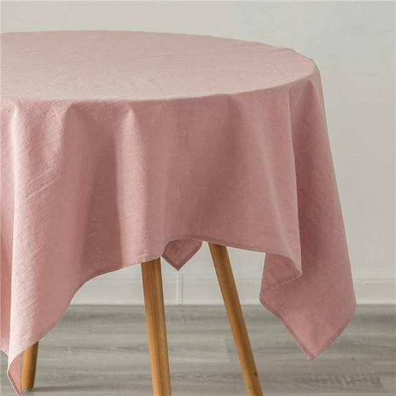 52 x 70 in. 100 Percent Pure Linen Solid Color Washable Tablecloth, Pink - Rectangle