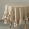 thumbnail image 1 of 52 x 70 in. 100 Percent Pure Linen Washable Tablecloth with Ruffle Trim, Natural - Rectangle, 1 of 1