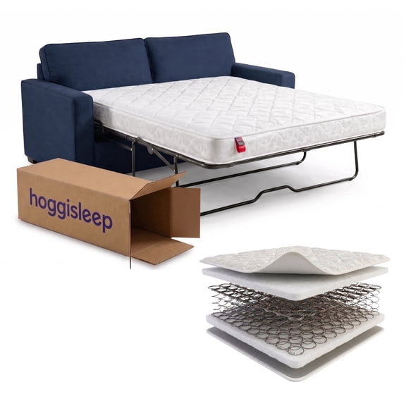 52" x 72" Full, 5 Inch Sleeper Sofa Bed Mattress - Innerspring, Medium Firm, Waterfall White Designer Jacquard Cover, Bed in a Box Mattress, Made in USA