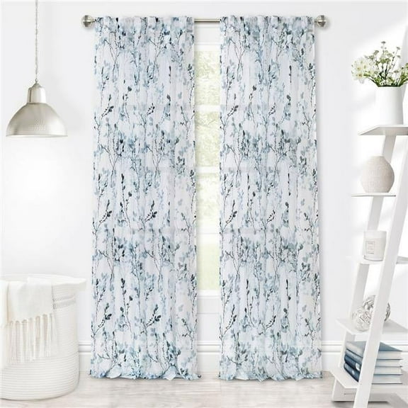 52 x 84 in. Misty Back Tab Window Curtain Panel, Teal