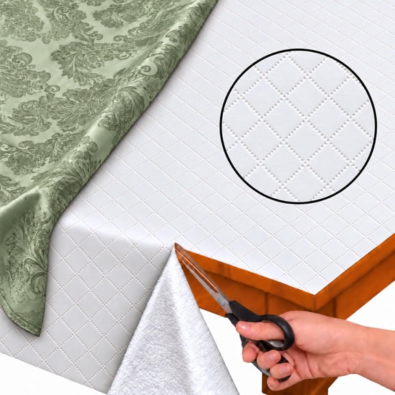 52 x 90 inch Rectangle Embossed Vinyl Cut to Size Dining Table Pad Protector with Flannel Backing