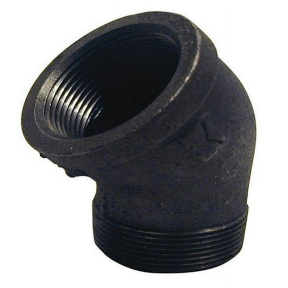 Mueller Industries Elbow Pipe Fitting - Malleable Iron, Black, 3/4 In. FIP x 3/4 In. MIP, 45 Deg
