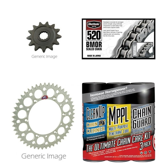 520 BMOR Chain Natural with MAXIMA Wax Kit, RENTHAL Front Steel & Rear Aluminum Sprocket Kit for Street DUCATI M620 2002-2003