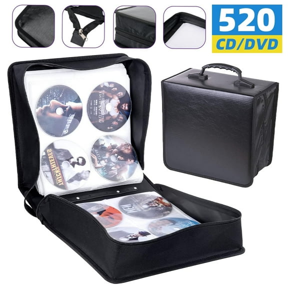 520 Capacity CD Case,DFITO Heavy Duty Leather DVD Disc Case Bag Holder Organizer Binder