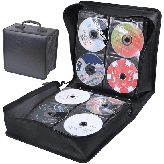 520 Disc CD DVD Storage Case, Large Capacity PU Leather Media Organizer with Handle for Home Travel, Anti-Scratch Portable Wallet Album Holder