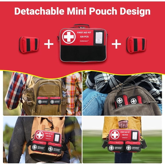 520 Piece Large First Aid Kit Emergency Survival Kit for Car, Home, Camping, and Travel