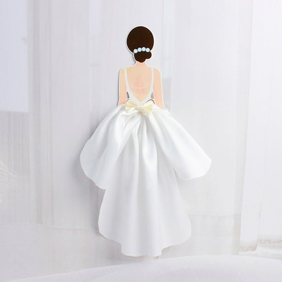 520 Valentine's Day Cake Topper, Wedding Dress Cupcake Topper Back Silk Skirt Girl Lady Figure, Birthday Mother's Day Cake Decorations Party Supplies - Version B
