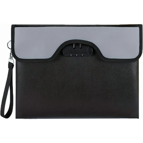 5200F Fireproof Document Bag with Lock,Upgraded Fireproof Bag with Zipper/Reflective Strip,9 Layers of Heat Insulated Materials,Fireproof Money Bag for Cash,13.2"x10.5" Fireproof Pouch with Handle