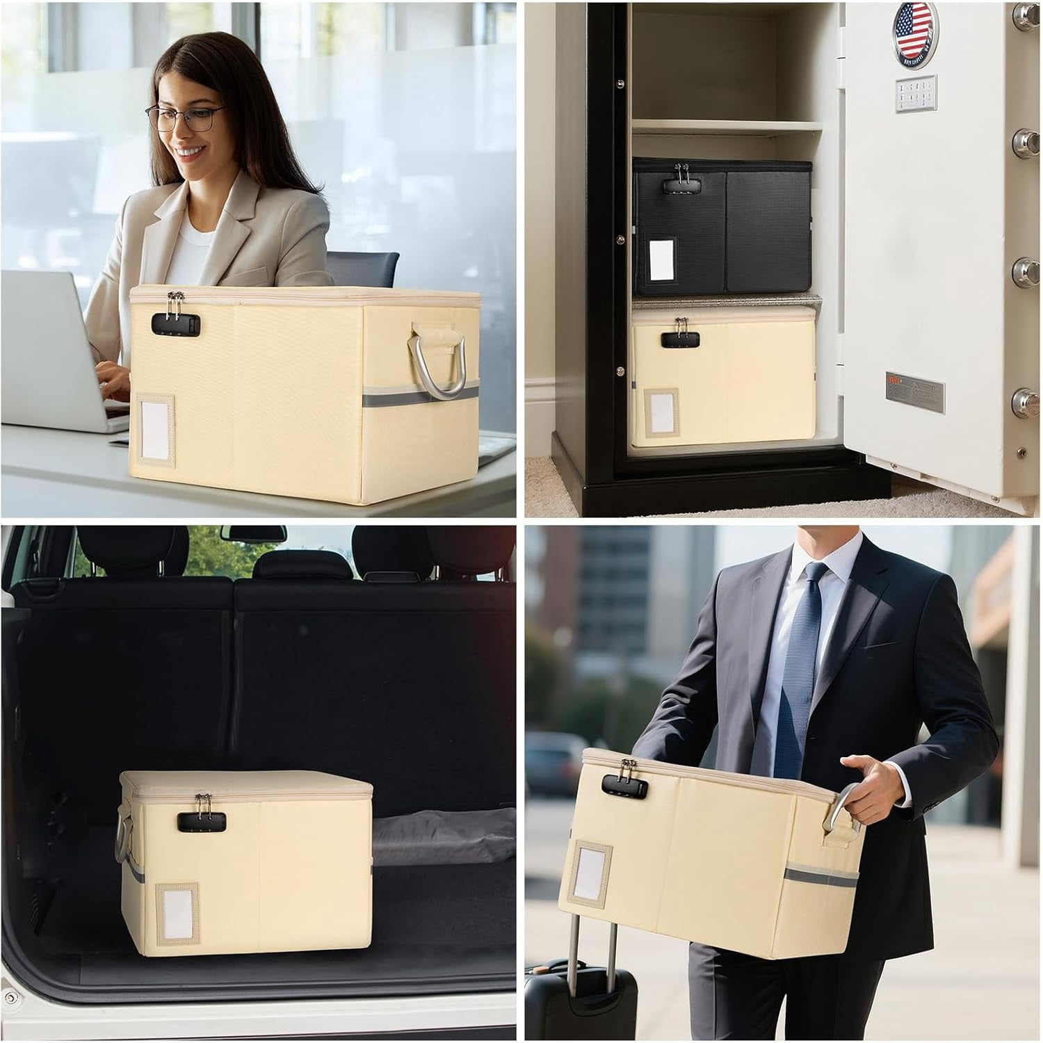 5200°F Fireproof Document Box, Fire Important Document Organizer with Lock, Upgraded Heat Insulated Filing Storage Cabinet Office Organization (5200°F Fireproof Box, Off-white)