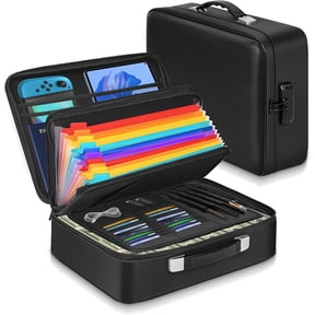 5200F Fireproof Document Box with Lock, Hard Fireproof Waterproof Box Creative Hard-Shell Design Fireproof Safe Box Document Organizer for Important Documents Certificates Laptop Passports Black