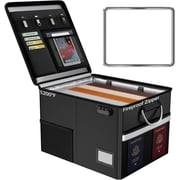 5200? Fireproof Document Box with Lock, File Organizer with Handle, Portable Collapsible Filing Cabinet with Reflective Strip for Letter/Legal Folder, Black