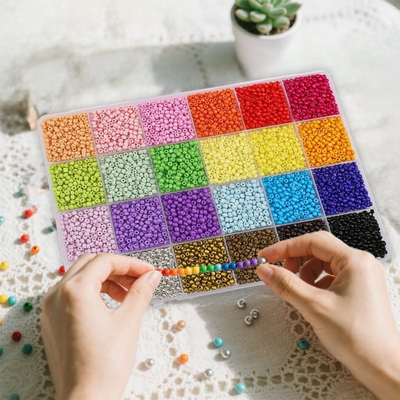 ‌5200 Pcs 3mm Seed Beads for Bracelet Making - Bulk Multi-Color Plastic Beads Kit with Storage Case | Non-Toxic Micro Beads for Jewelry DIY & Kids Crafts (12 Trending Colors)‌