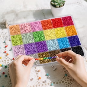 5200 Pcs 3mm Seed Beads for Bracelet Making - Bulk Multi-Color Plastic Beads Kit with Storage Case | Non-Toxic Micro Beads for Jewelry DIY & Kids Crafts (12 Trending Colors)