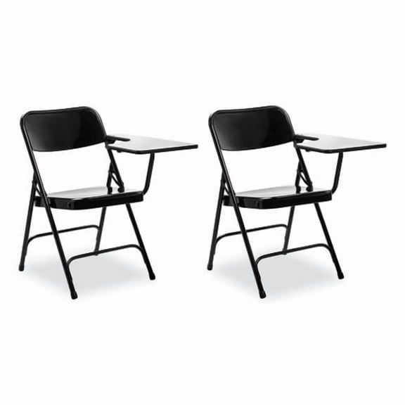 5200 Series Left-Side Tablet-Arm Folding Chair, Supports 480 lb, 17.25" Seat Height, Black, 2/Carton | Bundle of 2