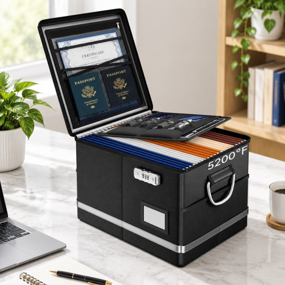 5200f Document Box Foldable File Organizer With Lock