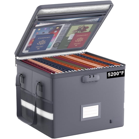 5200°f File Box Fireproof Document With Lock Heat Insulated Collapsible ...