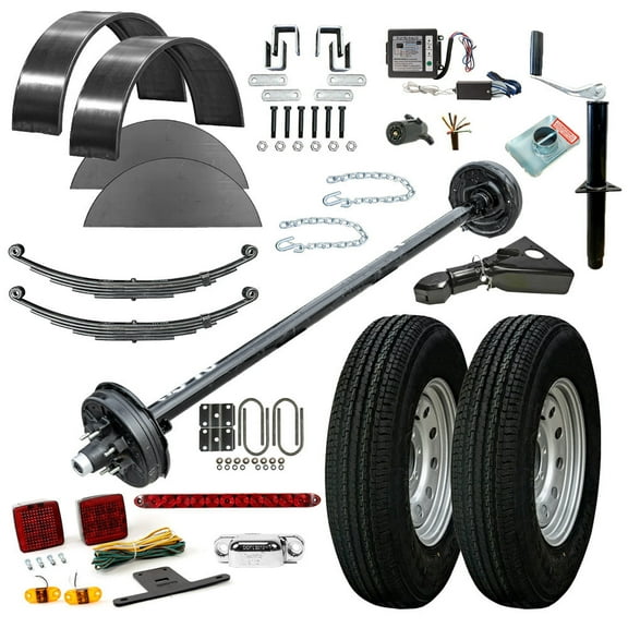 5200 lb TK Single Axle Trailer Parts Kit - 5.2K Capacity Heavy Duty (Complete Original Series), 73" Hubface 58" Spring Center